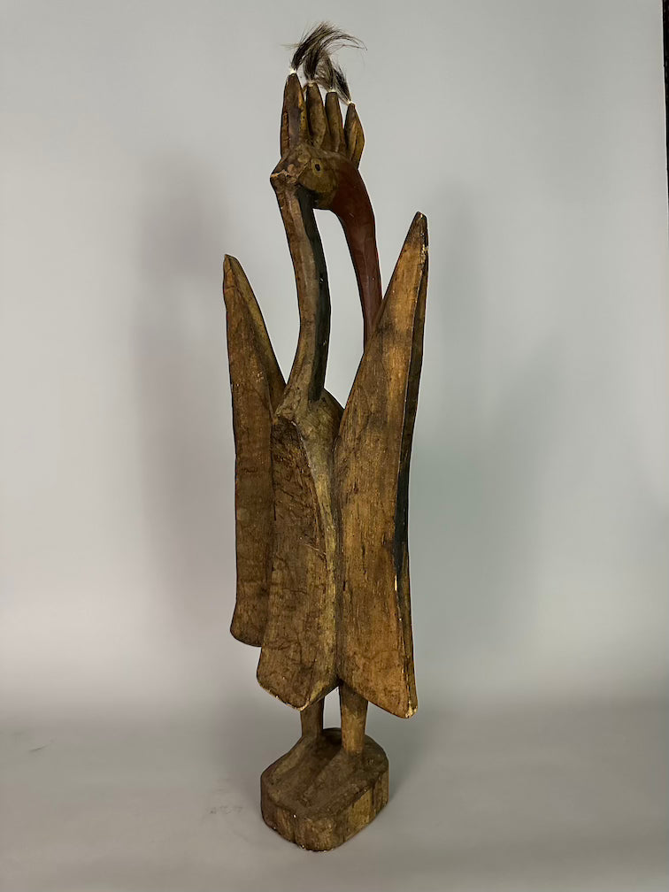 Senufo Contemporary Painted Hornbill Statue | 32" - Mali