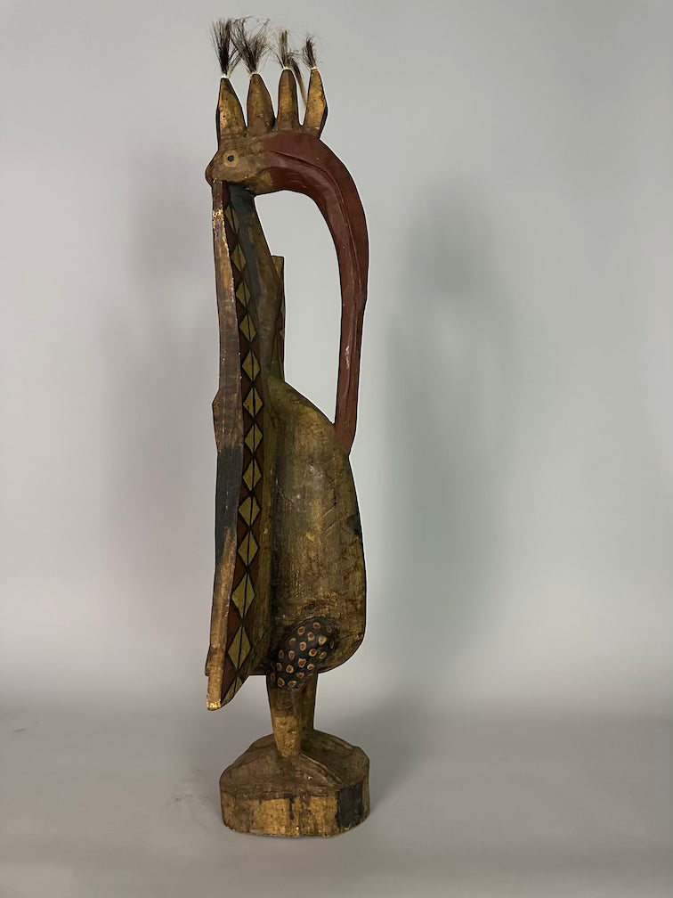 Senufo Contemporary Painted Hornbill Statue | 32" - Mali