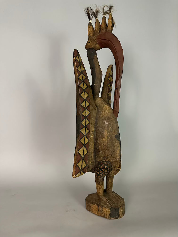 Senufo Contemporary Painted Hornbill Statue | 32" - Mali