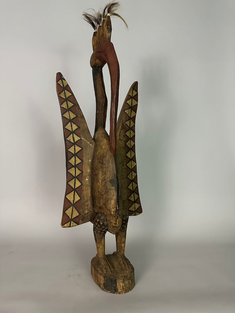 Senufo Contemporary Painted Hornbill Statue | 32" - Mali