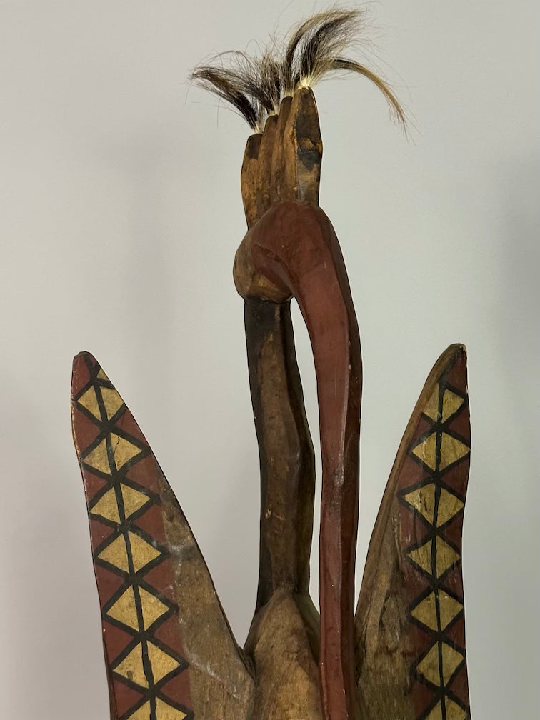 Senufo Contemporary Painted Hornbill Statue | 32" - Mali