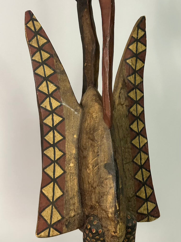 Senufo Contemporary Painted Hornbill Statue | 32" - Mali