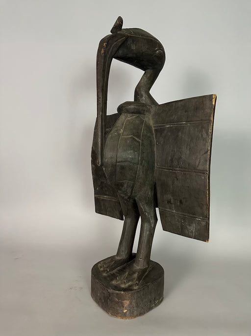 Senufo Contemporary Black Hornbill Statue | 30" - Mali
