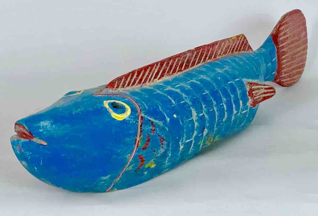 Medium Size Bozo Blue Fish Puppet Sculpture | 26"