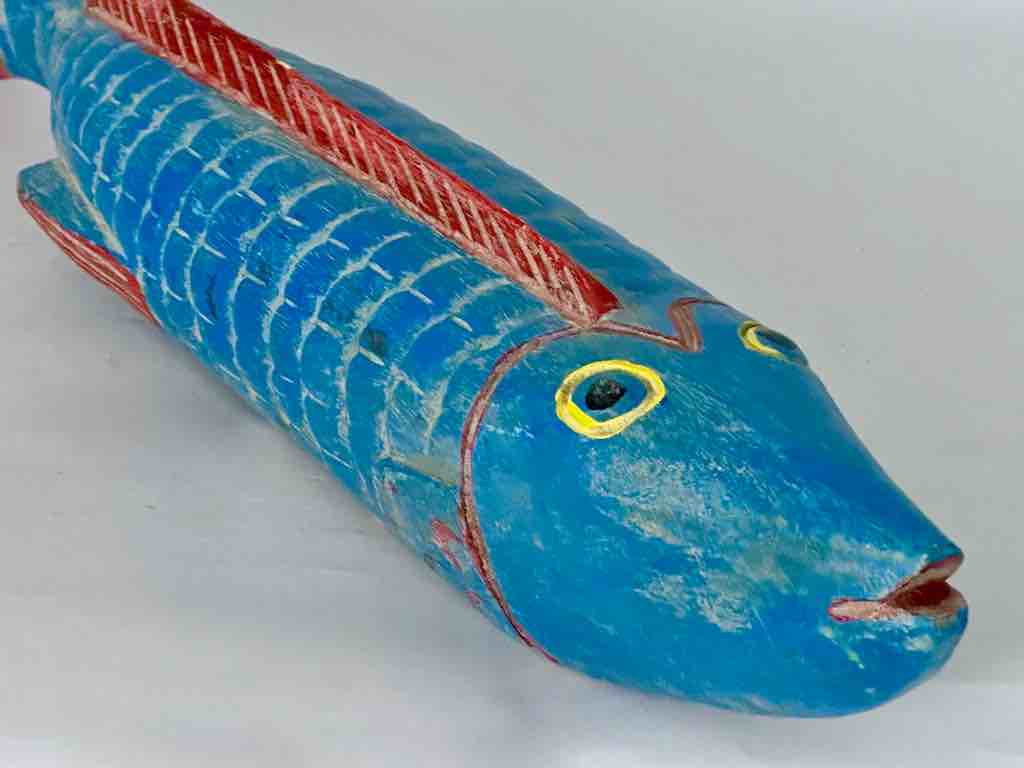 Medium Size Bozo Blue Fish Puppet Sculpture | 26"