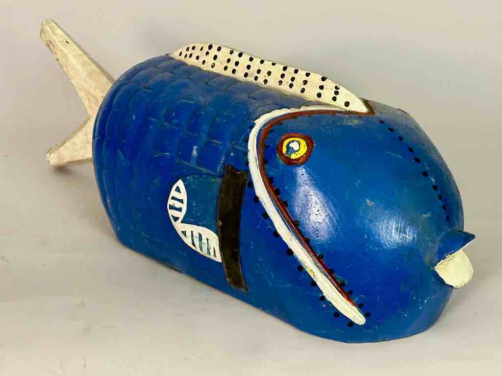 Tall Bozo Blue Fish Puppet Sculpture | 19"