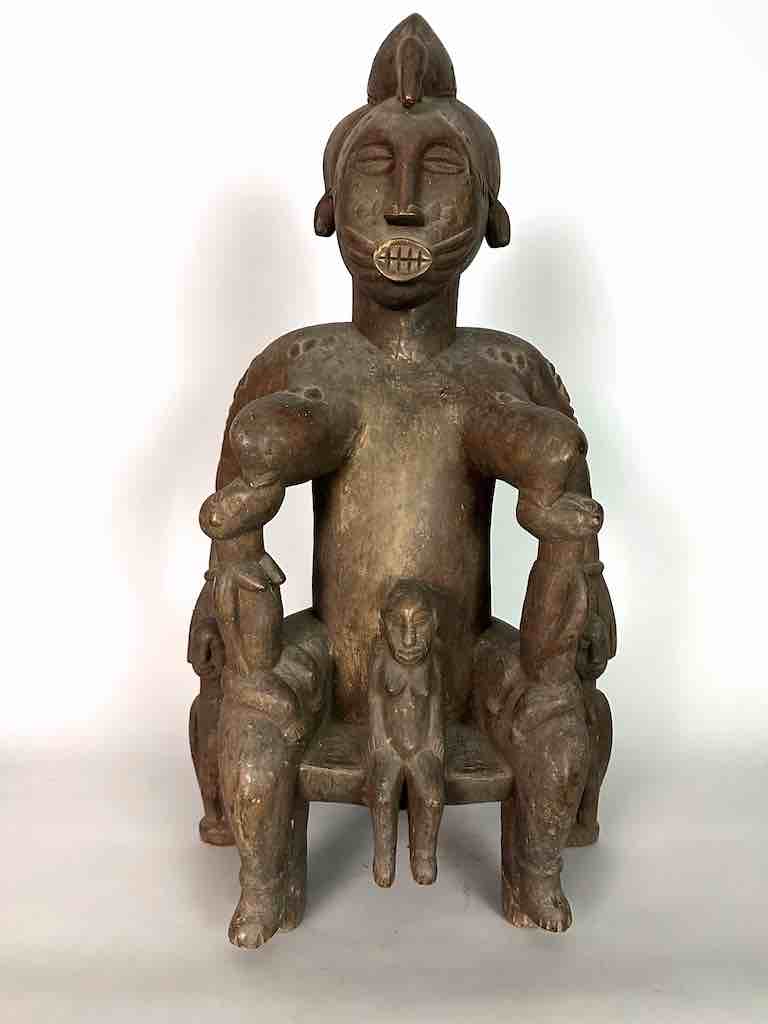 Large Senufo Mother and 3 Children Spirit Statue | 28"