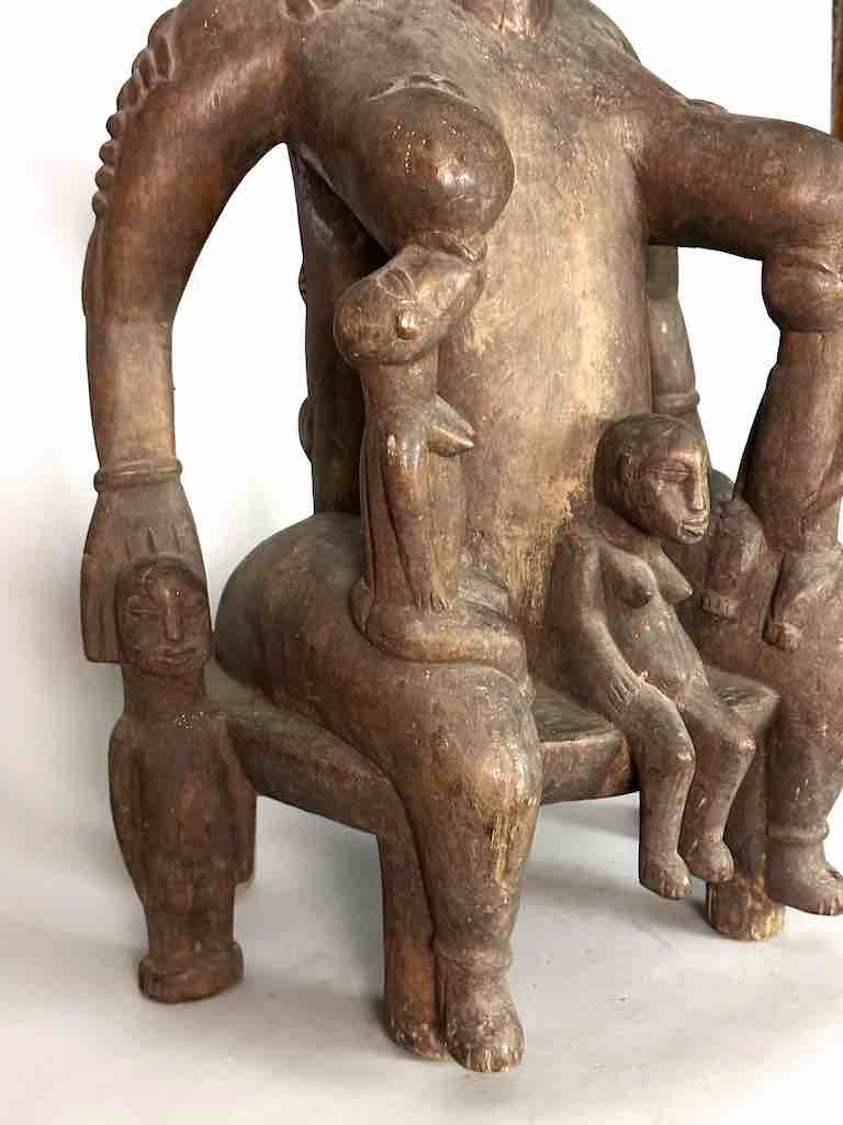 Large Senufo Mother and 3 Children Spirit Statue | 28"