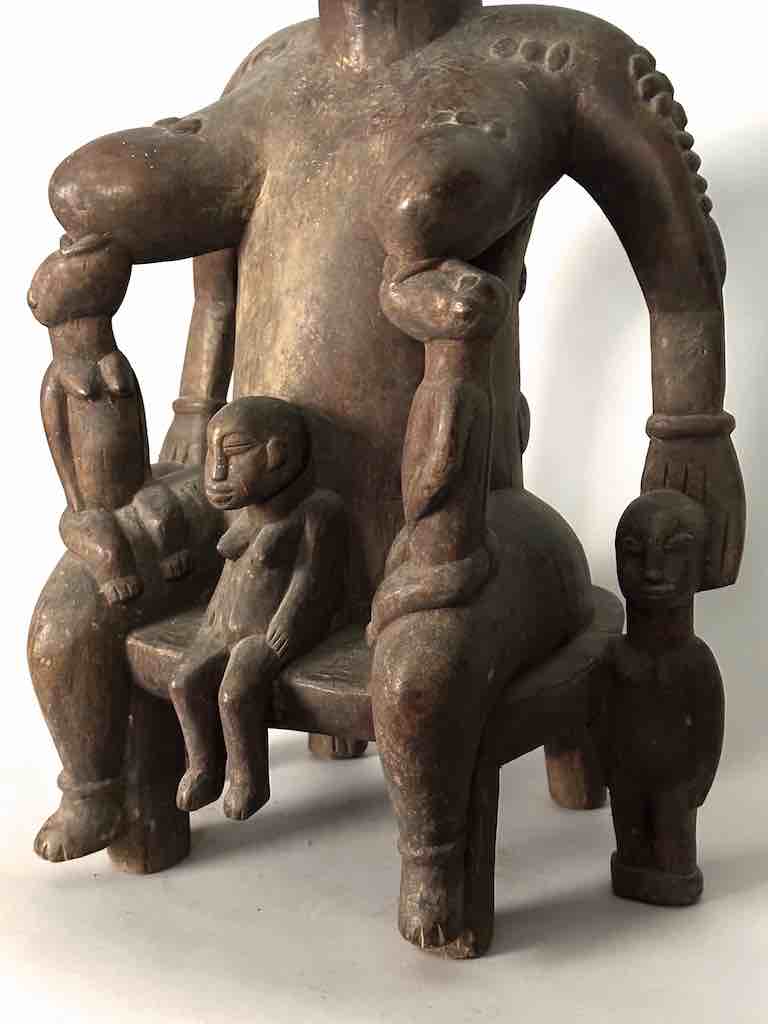 Large Senufo Mother and 3 Children Spirit Statue | 28"