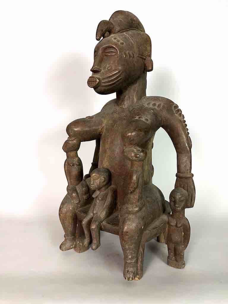 Large Senufo Mother and 3 Children Spirit Statue | 28"