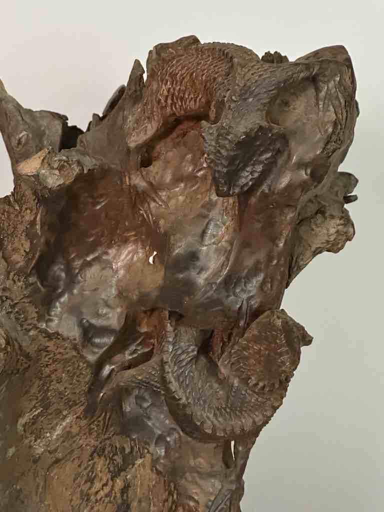 Hand-Carved Wooden Tree: 2 Lizards on the Tree - Vietnam