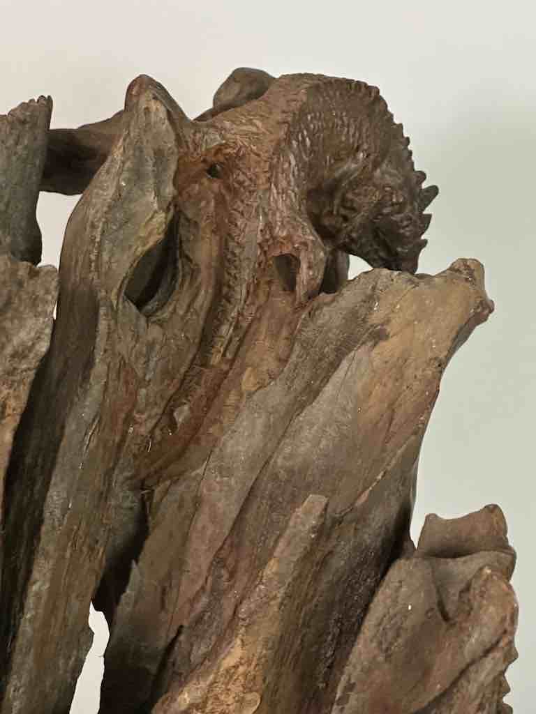 Hand-Carved Wooden Tree: 2 Lizards on the Tree - Vietnam