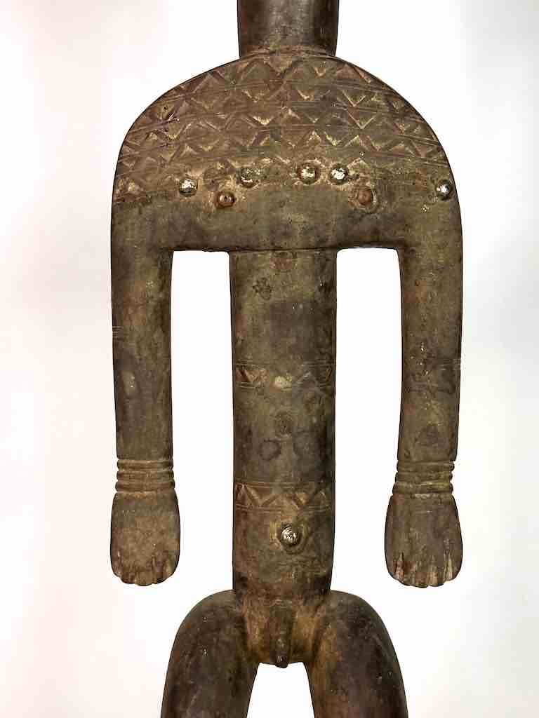 Vintage Stylized Bamana Male Statue on Base - Mali