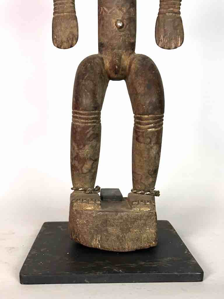 Vintage Stylized Bamana Male Statue on Base - Mali