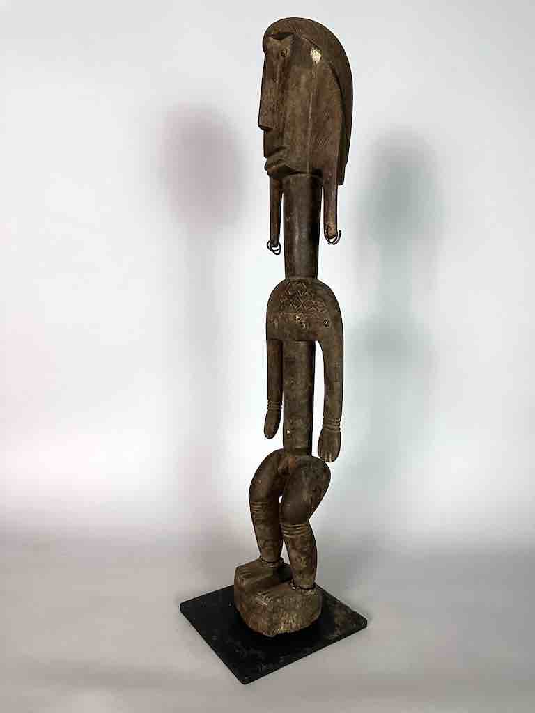 Vintage Stylized Bamana Male Statue on Base - Mali