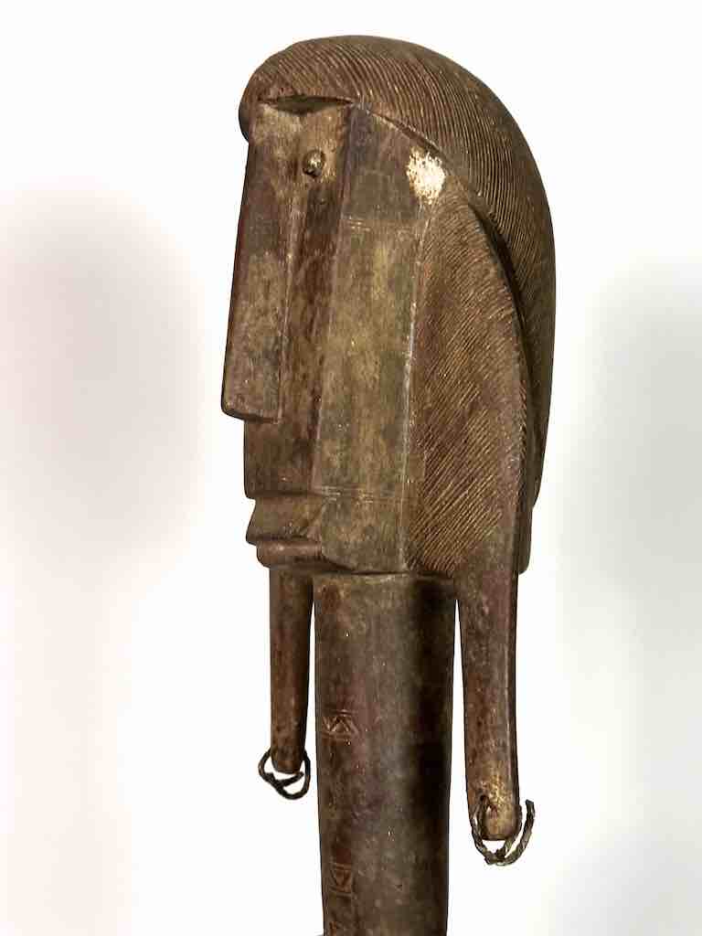 Vintage Stylized Bamana Male Statue on Base - Mali