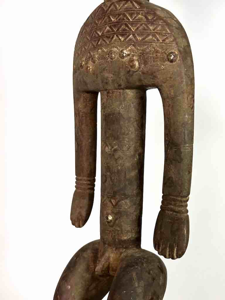 Vintage Stylized Bamana Male Statue on Base - Mali