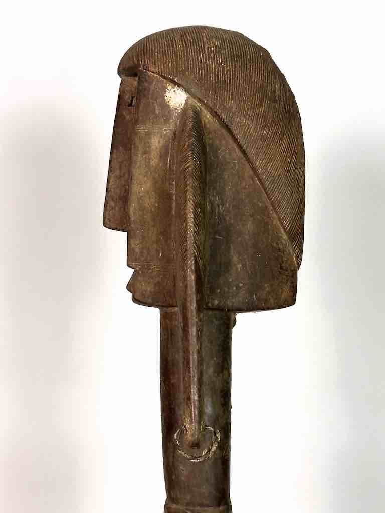 Vintage Stylized Bamana Male Statue on Base - Mali