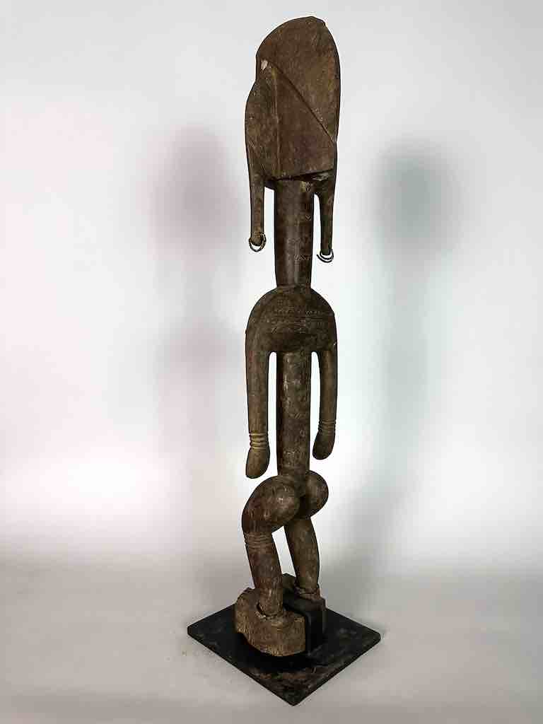 Vintage Stylized Bamana Male Statue on Base - Mali