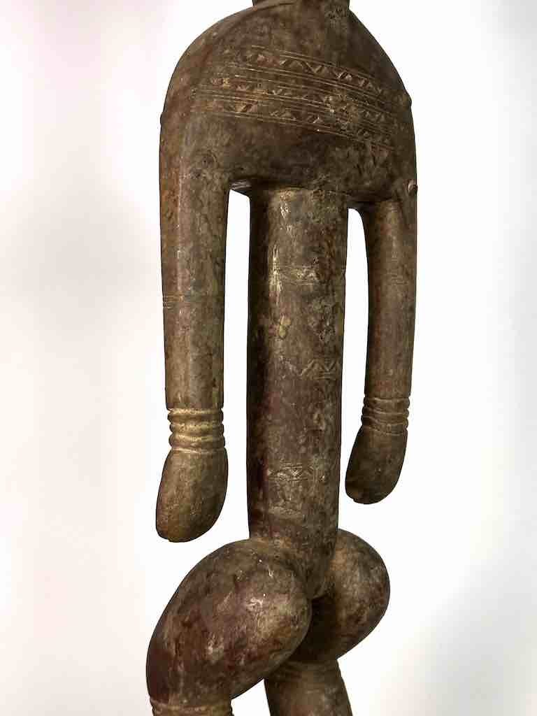 Vintage Stylized Bamana Male Statue on Base - Mali