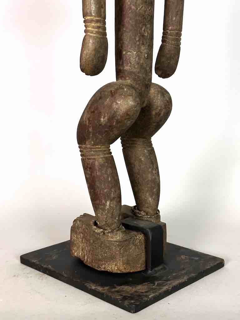 Vintage Stylized Bamana Male Statue on Base - Mali