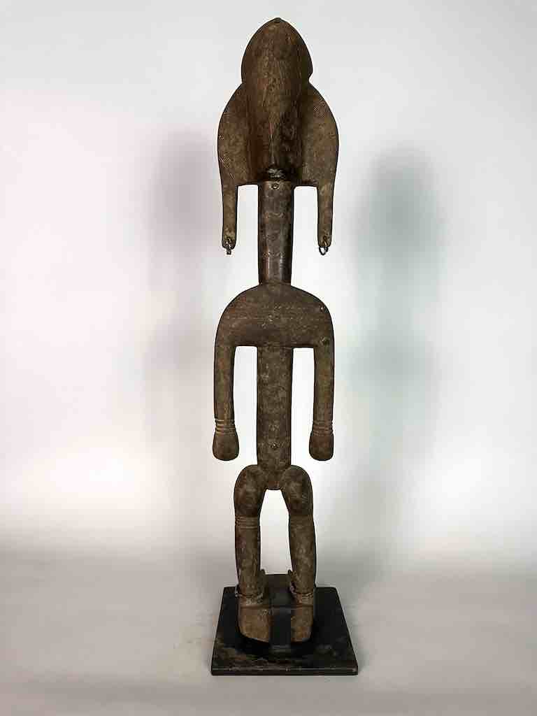 Vintage Stylized Bamana Male Statue on Base - Mali