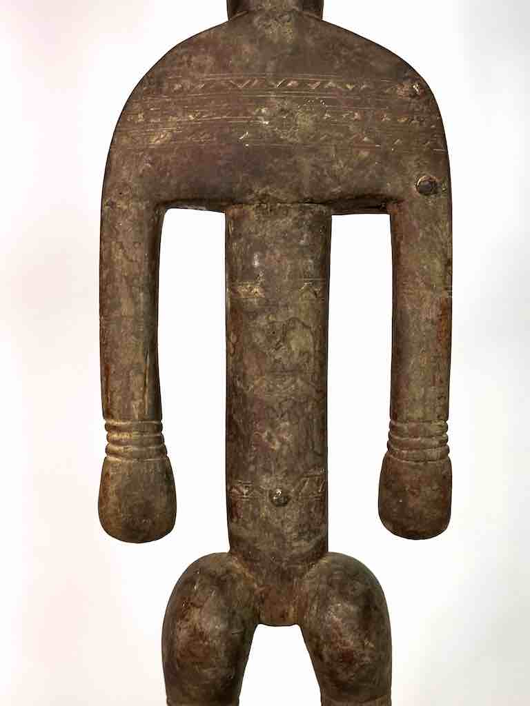 Vintage Stylized Bamana Male Statue on Base - Mali