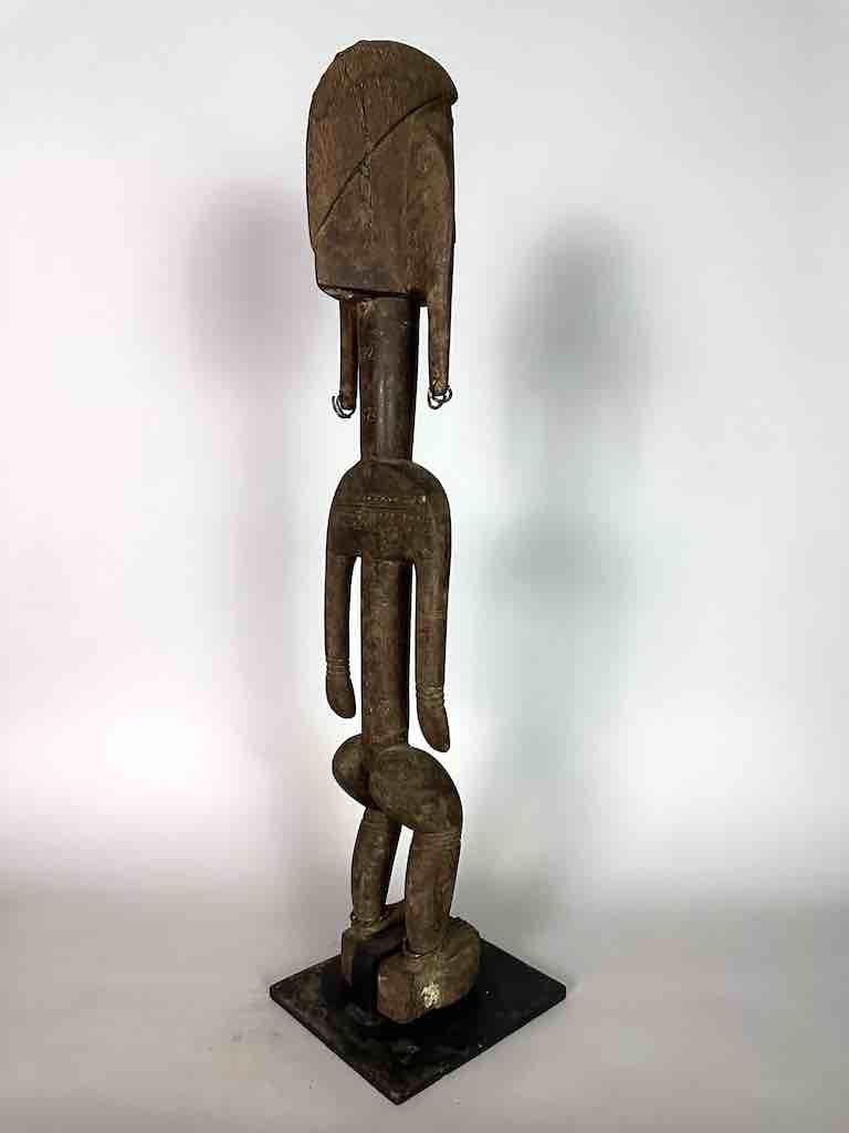 Vintage Stylized Bamana Male Statue on Base - Mali