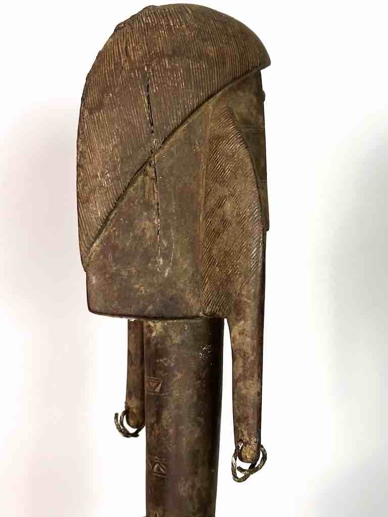 Vintage Stylized Bamana Male Statue on Base - Mali