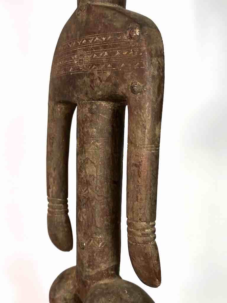 Vintage Stylized Bamana Male Statue on Base - Mali