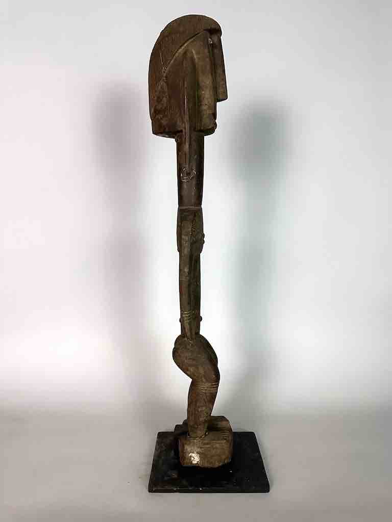 Vintage Stylized Bamana Male Statue on Base - Mali