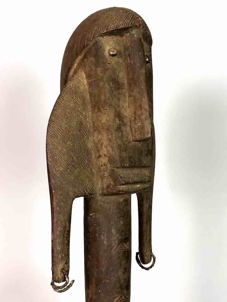 Vintage Stylized Bamana Male Statue on Base - Mali