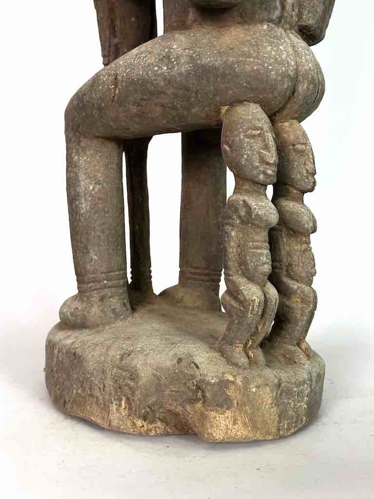 Vintage Bearded Dogon Male with Child Statue - Mali