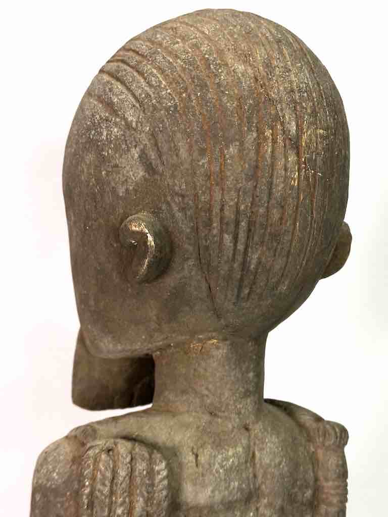 Vintage Bearded Dogon Male with Child Statue - Mali