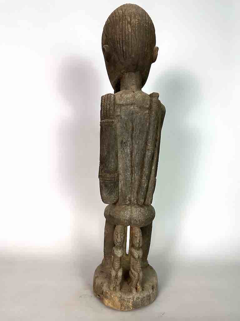 Vintage Bearded Dogon Male with Child Statue - Mali