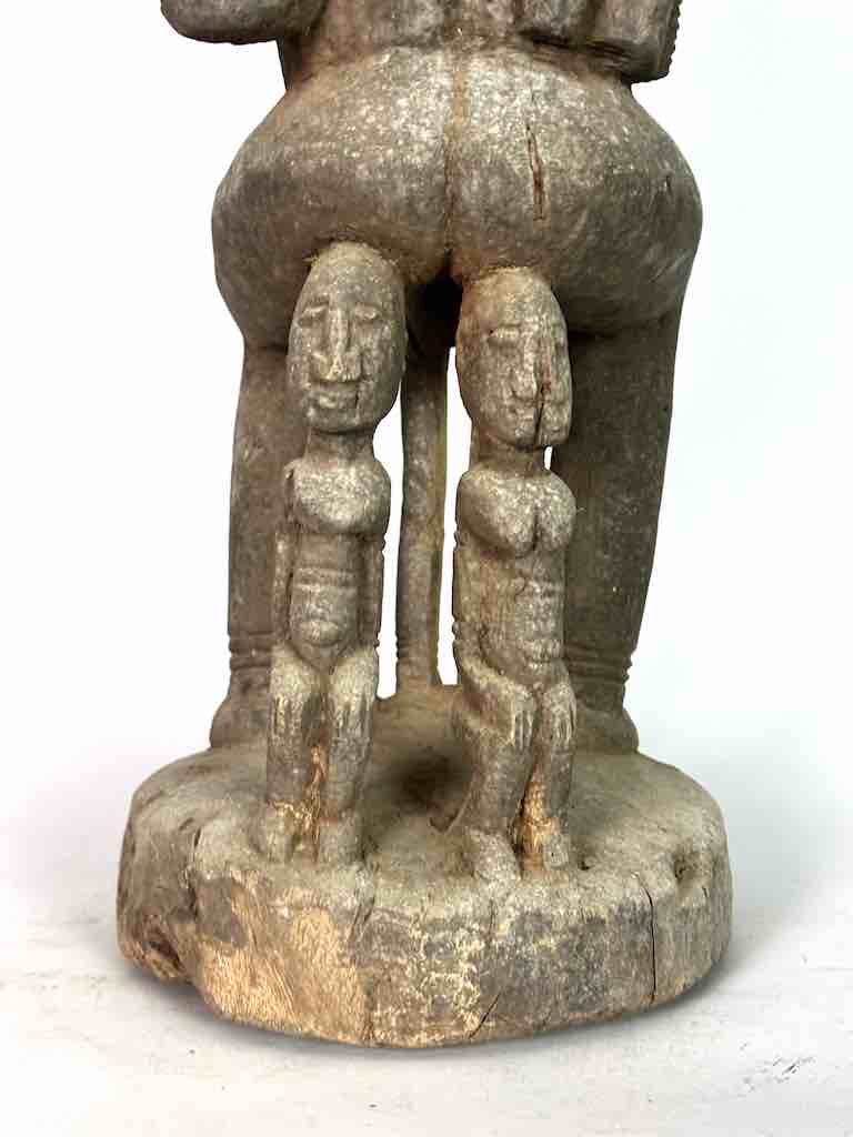 Vintage Bearded Dogon Male with Child Statue - Mali