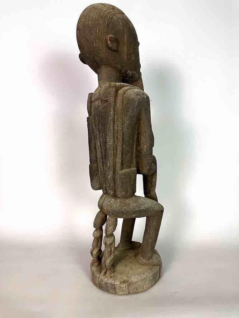 Vintage Bearded Dogon Male with Child Statue - Mali