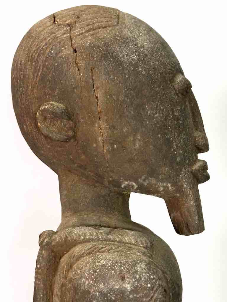 Vintage Bearded Dogon Male with Child Statue - Mali