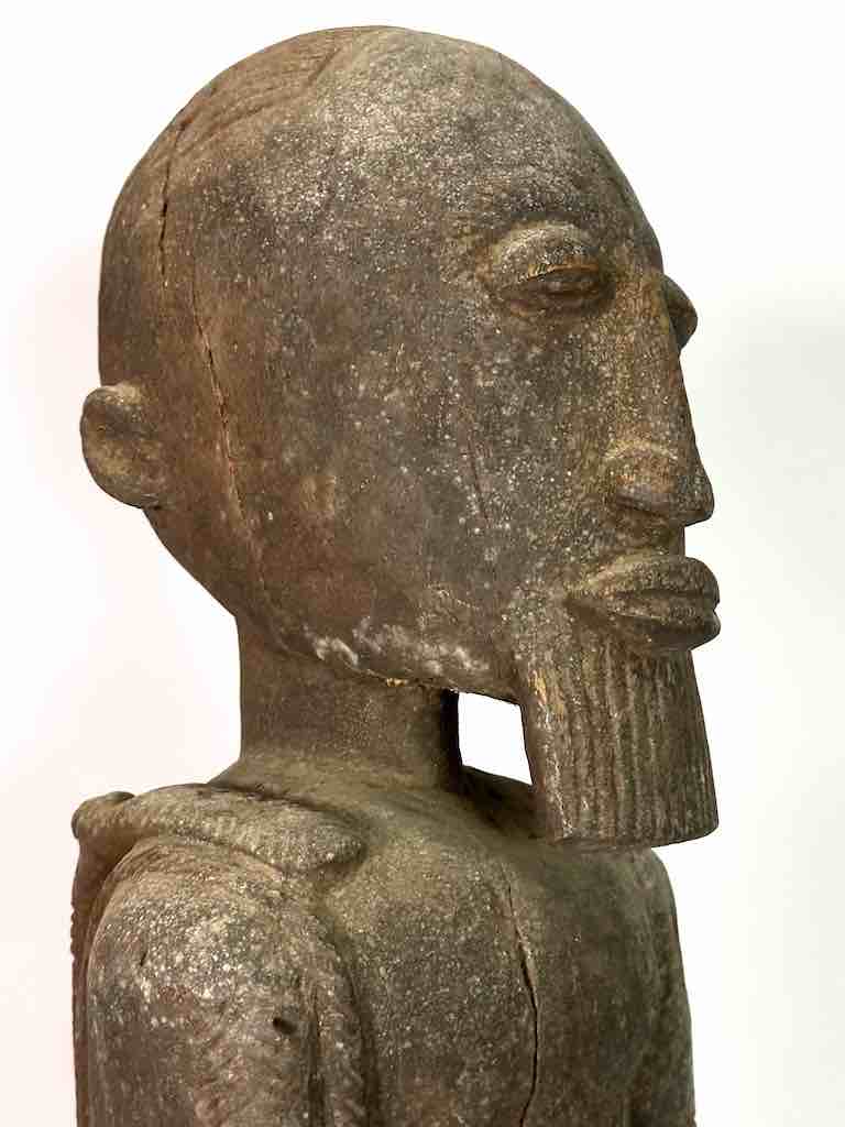 Vintage Bearded Dogon Male with Child Statue - Mali