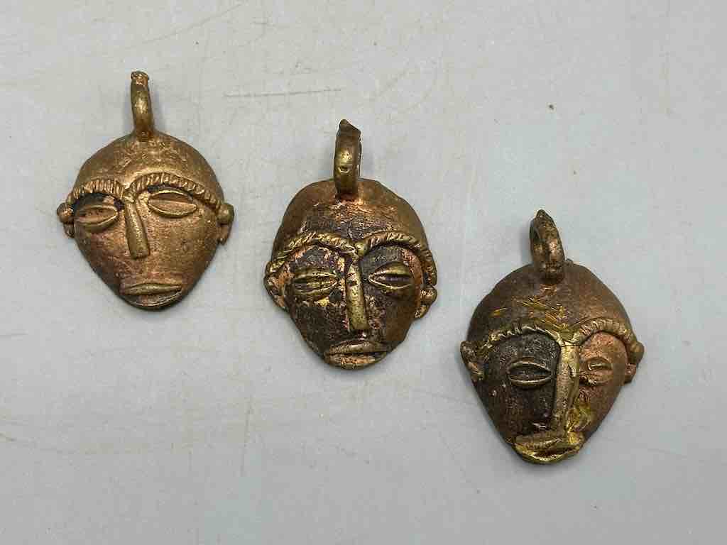 Small African Brass/Copper Mask Pendant - Ghana