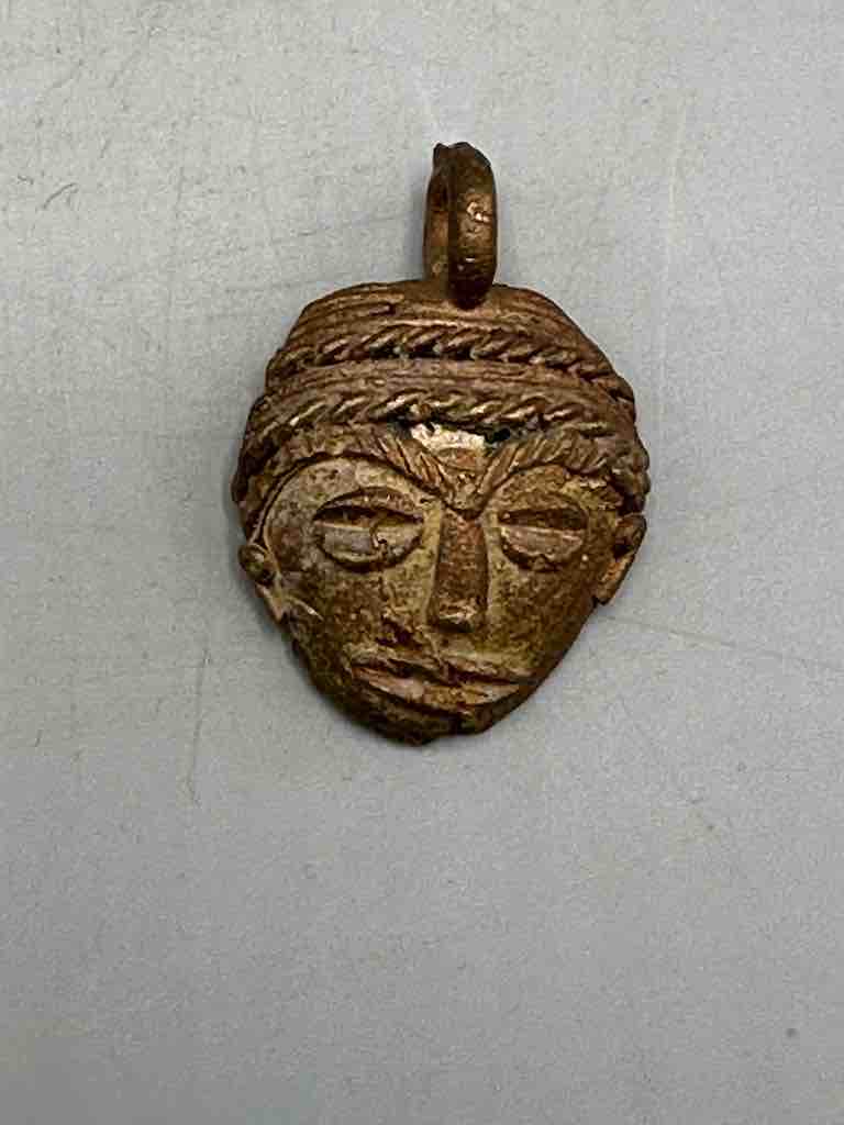 Small African Brass/Copper Mask Pendant - Ghana