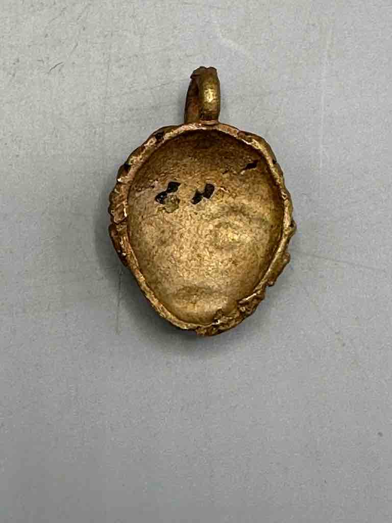 Small African Brass Mask Pendant - Ghana