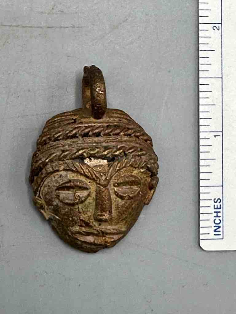 Small African Brass Mask Pendant - Ghana