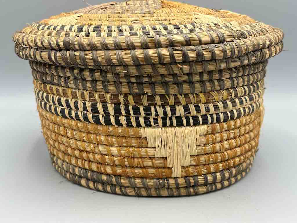 Vintage Covered Batwa Raffia Basket - Uganda