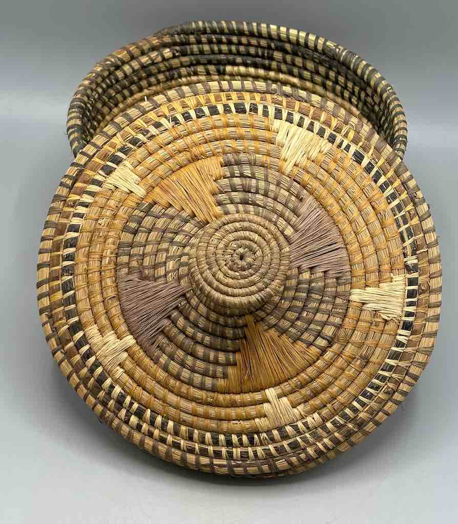 Vintage Covered Batwa Raffia Basket - Uganda