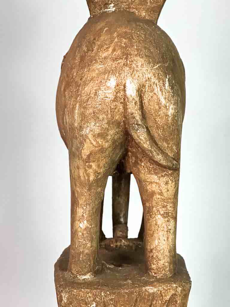 Ashanti Male Head on Elephant Fetish Tower Spirit Statue | 33"