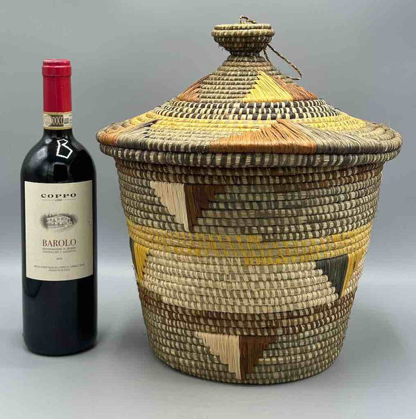 Large Covered Batwa Raffia Basket - Uganda