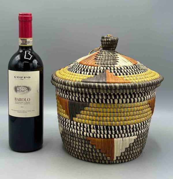 Covered Batwa Raffia Basket - Uganda