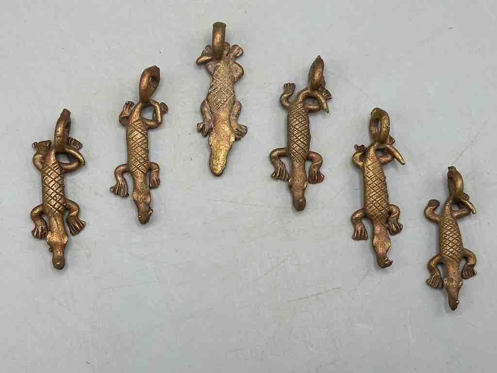 Small African Brass Crocodile Pendant - Ghana