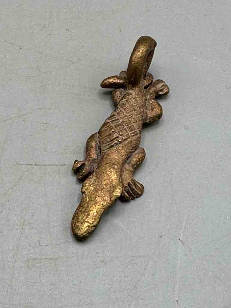 Small African Brass Crocodile Pendant - Ghana